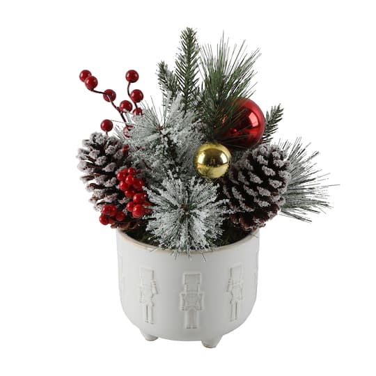 Christmas Mix In 12.5&#x22; Ceramic Cracker Footed Pot